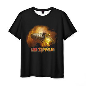 Мужская футболка 3D с принтом Led Zeppelin в Петрозаводске, 100% полиэфир | прямой крой, круглый вырез горловины, длина до линии бедер | led zeppelin | джимми пейдж | джон генри бонэм | джон пол джонс | лед зепелен | лед зеппелин | роберт плант | рок группа