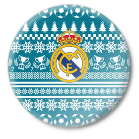 Значок с принтом Ronaldo 7 Новогодний в Петрозаводске,  металл | круглая форма, металлическая застежка в виде булавки | Тематика изображения на принте: fc | real madrid | реал мадрид | спорт | спортивные | фк | футбол | футбольный клуб