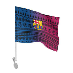 Флаг для автомобиля с принтом FC Barca Новогодний в Петрозаводске, 100% полиэстер | Размер: 30*21 см | fc | fc barcelona | fcb | барселона | спорт | спортивные | фк | футбол | футбольный клуб