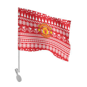 Флаг для автомобиля с принтом F.C.M.U 2018 Новогодний в Петрозаводске, 100% полиэстер | Размер: 30*21 см | fc | manchester united | манчестер юнайтед | спорт | спортивные | фк | футбол | футбольный клуб