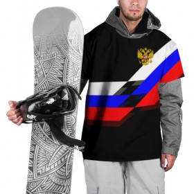 Накидка на куртку 3D с принтом RUSSIA - Black Collection в Петрозаводске, 100% полиэстер |  | Тематика изображения на принте: russia | герб | россия | триколор | флаг