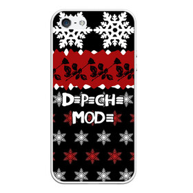 Чехол для iPhone 5/5S матовый с принтом Праздничный Depeche Mode в Петрозаводске, Силикон | Область печати: задняя сторона чехла, без боковых панелей | depeche mode | вестник моды | депеш мод | дэйв гаан | мартин гор | новогодний | новый год | рождество | роза | снежинки | энди флетчер