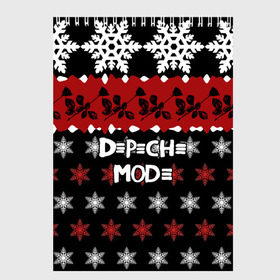 Скетчбук с принтом Праздничный Depeche Mode в Петрозаводске, 100% бумага
 | 48 листов, плотность листов — 100 г/м2, плотность картонной обложки — 250 г/м2. Листы скреплены сверху удобной пружинной спиралью | depeche mode | вестник моды | депеш мод | дэйв гаан | мартин гор | новогодний | новый год | рождество | роза | снежинки | энди флетчер