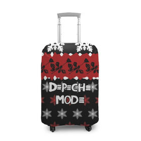 Чехол для чемодана 3D с принтом Праздничный Depeche Mode в Петрозаводске, 86% полиэфир, 14% спандекс | двустороннее нанесение принта, прорези для ручек и колес | depeche mode | вестник моды | депеш мод | дэйв гаан | мартин гор | новогодний | новый год | рождество | роза | снежинки | энди флетчер