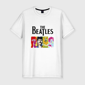 Мужская футболка премиум с принтом The Beatles в Петрозаводске, 92% хлопок, 8% лайкра | приталенный силуэт, круглый вырез ворота, длина до линии бедра, короткий рукав | битлз | джон леннон | джордж харрисон | пол маккартни | ринго старр