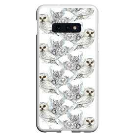 Чехол для Samsung S10E с принтом Owl with roses в Петрозаводске, Силикон | Область печати: задняя сторона чехла, без боковых панелей | flowers | owl | owls | roses | розы | сова | совы | цветы