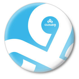 Значок с принтом cs:go - Cloud 9 (2018 Style) в Петрозаводске,  металл | круглая форма, металлическая застежка в виде булавки | 0x000000123 | 9 | cloud9 | csgo | клауд | кс го