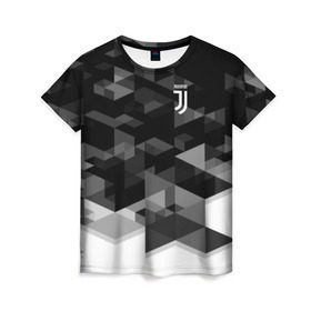 Женская футболка 3D с принтом Juventus 2018 Geometry Sport в Петрозаводске, 100% полиэфир ( синтетическое хлопкоподобное полотно) | прямой крой, круглый вырез горловины, длина до линии бедер | Тематика изображения на принте: fc | juventus | спорт | спортивные | фк | футбол | футбольный клуб | ювентус