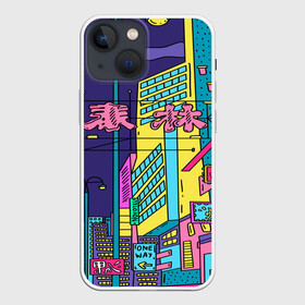 Чехол для iPhone 13 mini с принтом Токио в Петрозаводске,  |  | азия | буквы | вывески | иероглифы | кислота | мегаполис | неон | неонуар | флуо | япония | яркий