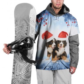 Накидка на куртку 3D с принтом Новогодние собачки в Петрозаводске, 100% полиэстер |  | christmas | new year | santa | год собаки | елка | елочки | новогодний | новый год | рождество | снег | снежинки | собака
