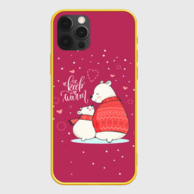 Чехол для iPhone 12 Pro с принтом Keep warm в Петрозаводске, силикон | область печати: задняя сторона чехла, без боковых панелей | Тематика изображения на принте: зима | медведь | новый год | подарок | рождество