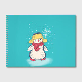 Альбом для рисования с принтом Пингвин в шарфе в Петрозаводске, 100% бумага
 | матовая бумага, плотность 200 мг. | зима | новый год | пингвин | подарок | рождество