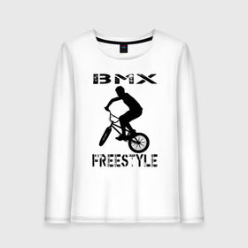 Женский лонгслив хлопок с принтом BMX FreeStyle в Петрозаводске, 100% хлопок |  | bmx | freestyle | велик | велосипед | трюки | экстрим