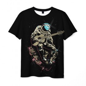 Мужская футболка 3D с принтом Rock косманафт в Петрозаводске, 100% полиэфир | прямой крой, круглый вырез горловины, длина до линии бедер | гитара | гитарист | музыка | музыкант