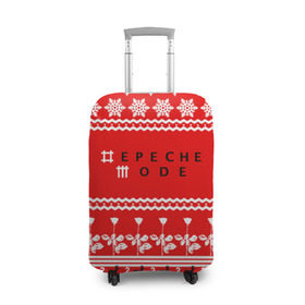 Чехол для чемодана 3D с принтом Праздничный Depeche Mode в Петрозаводске, 86% полиэфир, 14% спандекс | двустороннее нанесение принта, прорези для ручек и колес | depeche mode | вестник моды | депеш мод | дэйв гаан | мартин гор | новогодний | новый год | праздник | рождество | роза | снежинки | энди флетчер