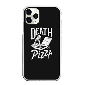 Чехол для iPhone 11 Pro Max матовый с принтом Death By Pizza в Петрозаводске, Силикон |  | Тематика изображения на принте: рука | скелет | умереть от пицы