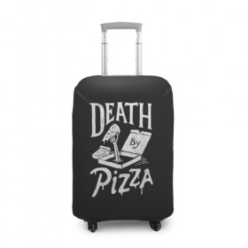 Чехол для чемодана 3D с принтом Death By Pizza в Петрозаводске, 86% полиэфир, 14% спандекс | двустороннее нанесение принта, прорези для ручек и колес | Тематика изображения на принте: рука | скелет | умереть от пицы