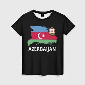 Женская футболка 3D с принтом Азербайджан в Петрозаводске, 100% полиэфир ( синтетическое хлопкоподобное полотно) | прямой крой, круглый вырез горловины, длина до линии бедер | azerbaijan | azerbaycan | baku | sssr | азербайджан | азербайджанская | азия | айзербайджан | баку | карта | мусульмане | народ | республика | советский союз | ссср | страна | флаг