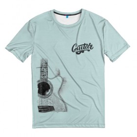 Мужская футболка 3D с принтом Guitar в Петрозаводске, 100% полиэфир | прямой крой, круглый вырез горловины, длина до линии бедер | гитара | гитарист | музыка | музыкант