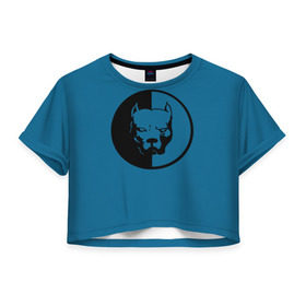 Женская футболка 3D укороченная с принтом Питбуль в Петрозаводске, 100% полиэстер | круглая горловина, длина футболки до линии талии, рукава с отворотами | pitbull | smotra | бойцовская собака | голова собаки | оранжевый | пес | смотра | стафорд | стаффорд | стаффордширский терьер | суровый взгляд | хищник