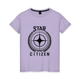 Женская футболка хлопок с принтом Star Citizen в Петрозаводске, 100% хлопок | прямой крой, круглый вырез горловины, длина до линии бедер, слегка спущенное плечо | игра | космический | космос | симулятор