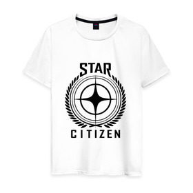Мужская футболка хлопок с принтом Star Citizen в Петрозаводске, 100% хлопок | прямой крой, круглый вырез горловины, длина до линии бедер, слегка спущенное плечо. | игра | космический | космос | симулятор