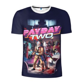 Мужская футболка 3D спортивная с принтом Payday_3 в Петрозаводске, 100% полиэстер с улучшенными характеристиками | приталенный силуэт, круглая горловина, широкие плечи, сужается к линии бедра | chains | dallas | heist | hoxton | payday | the heist | wolf | банк | грабители | мафиози | мафия | наемники | ограбление