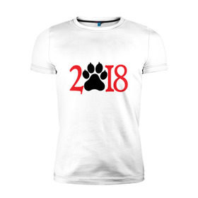 Мужская футболка премиум с принтом 2018 Год Собаки в Петрозаводске, 92% хлопок, 8% лайкра | приталенный силуэт, круглый вырез ворота, длина до линии бедра, короткий рукав | 