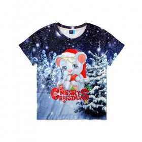 Детская футболка 3D с принтом Милый зверёк в Петрозаводске, 100% гипоаллергенный полиэфир | прямой крой, круглый вырез горловины, длина до линии бедер, чуть спущенное плечо, ткань немного тянется | new year | елка | новогодний | новый год | рождество | снег | снежинки