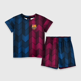 Детский костюм с шортами 3D с принтом FC Barca 2018 Creative uniform в Петрозаводске,  |  | Тематика изображения на принте: fc | fc barcelona | fcb | барселона | спорт | спортивные | фк | футбол | футбольный клуб