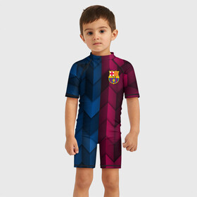 Детский купальный костюм 3D с принтом FC Barca 2018 Creative uniform в Петрозаводске, Полиэстер 85%, Спандекс 15% | застежка на молнии на спине | fc | fc barcelona | fcb | барселона | спорт | спортивные | фк | футбол | футбольный клуб