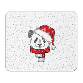 Коврик прямоугольный с принтом Панда Санта в Петрозаводске, натуральный каучук | размер 230 х 185 мм; запечатка лицевой стороны | дед мороз | зима | медведь | праздник | рождество | санта клаус | снег | шапка | шарф