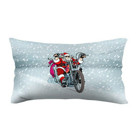 Подушка 3D антистресс с принтом Санта Клаус байкер в Петрозаводске, наволочка — 100% полиэстер, наполнитель — вспененный полистирол | состоит из подушки и наволочки на молнии | байк | дед мороз | зима | мотоцикл | рождество | снег