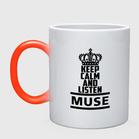 Кружка хамелеон с принтом Keep calm and listen Muse в Петрозаводске, керамика | меняет цвет при нагревании, емкость 330 мл | muse | альтернативный | группа | доминик ховард | крис уолстенхолм | мосе | моус | моусе | муз | муза | музе | музыка | мусе | мэттью беллами | прогрессивный | рок | симфонический | спейс | спейсрок