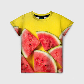 Детская футболка 3D с принтом арбуз в Петрозаводске, 100% гипоаллергенный полиэфир | прямой крой, круглый вырез горловины, длина до линии бедер, чуть спущенное плечо, ткань немного тянется | berry | food | fruit | health | rest | summer | vegan | vegetarianism | vitamins | watermelon | арбуз | веган | вегетарианство | витамины | еда | здоровье | лето | отдых | фрукты | ягода