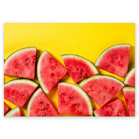 Поздравительная открытка с принтом арбуз в Петрозаводске, 100% бумага | плотность бумаги 280 г/м2, матовая, на обратной стороне линовка и место для марки
 | berry | food | fruit | health | rest | summer | vegan | vegetarianism | vitamins | watermelon | арбуз | веган | вегетарианство | витамины | еда | здоровье | лето | отдых | фрукты | ягода
