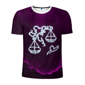 Мужская футболка 3D спортивная с принтом Весы в Петрозаводске, 100% полиэстер с улучшенными характеристиками | приталенный силуэт, круглая горловина, широкие плечи, сужается к линии бедра | весы | звезды | знаки зодиака | космос | созвездие