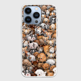 Чехол для iPhone 13 Pro с принтом Щенки в Петрозаводске,  |  | бультерьер | корги | мопс | паттерн | пес | питбуль | породы | собака | собачка | хаски | щенок