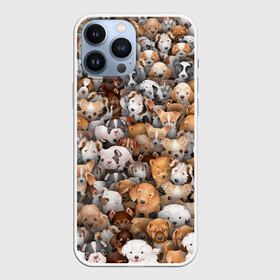 Чехол для iPhone 13 Pro Max с принтом Щенки в Петрозаводске,  |  | бультерьер | корги | мопс | паттерн | пес | питбуль | породы | собака | собачка | хаски | щенок