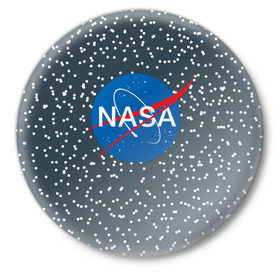 Значок с принтом NASA в Петрозаводске,  металл | круглая форма, металлическая застежка в виде булавки | Тематика изображения на принте: nasa | star | звезды | космос | наса