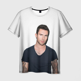 Мужская футболка 3D с принтом Адам в Петрозаводске, 100% полиэфир | прямой крой, круглый вырез горловины, длина до линии бедер | Тематика изображения на принте: adam | levine | maroon 5 | адам | левин | марун 5