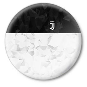 Значок с принтом Juventus 2018 Black and White в Петрозаводске,  металл | круглая форма, металлическая застежка в виде булавки | fc | juventus | спорт | спортивные | фк | футбол | футбольный клуб | ювентус