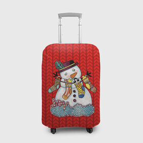 Чехол для чемодана 3D с принтом Снеговик вышивка в Петрозаводске, 86% полиэфир, 14% спандекс | двустороннее нанесение принта, прорези для ручек и колес | new year | елка | новогодний | новогодняя вышивка | новый год | рождество | снег | снежинки