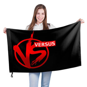 Флаг 3D с принтом VERSUS BATTLE RED в Петрозаводске, 100% полиэстер | плотность ткани — 95 г/м2, размер — 67 х 109 см. Принт наносится с одной стороны | battle | versus | батл | версус