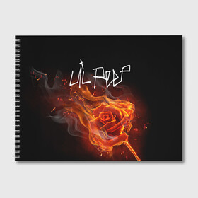 Альбом для рисования с принтом Надпись LiL PEEP в Петрозаводске, 100% бумага
 | матовая бумага, плотность 200 мг. | lil peep | лил пип | огонь | роза