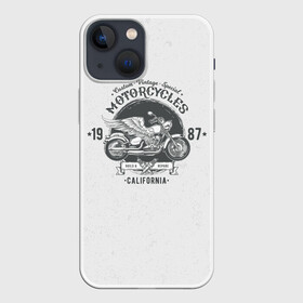 Чехол для iPhone 13 mini с принтом Vintage motocycle в Петрозаводске,  |  | harley | motorbike | motorcycle | race | rider | ryder | skull | speed | байк | гонки | гонщик | мото | мотобайк | мотоцикл | райдер | скорость | харлей | череп