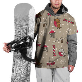 Накидка на куртку 3D с принтом Дуx рождества в Петрозаводске, 100% полиэстер |  | Тематика изображения на принте: елка | зима | новый год | снег | снегирь | снежинки