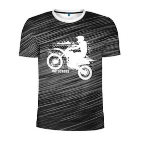 Мужская футболка 3D спортивная с принтом Motocross в Петрозаводске, 100% полиэстер с улучшенными характеристиками | приталенный силуэт, круглая горловина, широкие плечи, сужается к линии бедра | motorbike | motorcycle | race | rider | ryder | speed | байк | гонки | гонщик | мото | мотобайк | мотоцикл | райдер | скорость