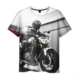 Мужская футболка 3D с принтом Kawasaki в Петрозаводске, 100% полиэфир | прямой крой, круглый вырез горловины, длина до линии бедер | motorbike | motorcycle | race | rider | ryder | speed | yamaha | байк | гонки | гонщик | кавасаки | мото | мотобайк | мотоцикл | райдер | скорость | ямаха