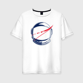 Женская футболка хлопок Oversize с принтом NASA в Петрозаводске, 100% хлопок | свободный крой, круглый ворот, спущенный рукав, длина до линии бедер
 | nasa | астронавт | астрофизика | космическое агенство | космонавт | космос | наса | скафандр  | шлем